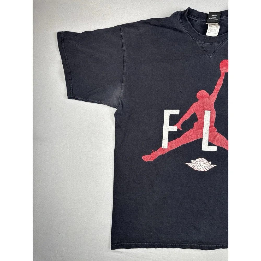 Vintage 2005 Jordan Fly Jumpman T Shirt XL Black Red Air Jordan Faded
